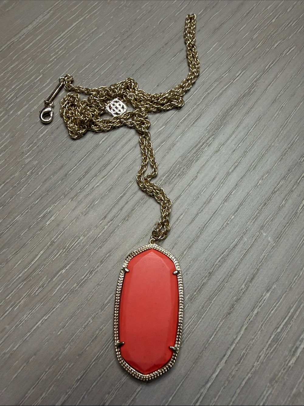 Kendra Scott Gold-Tone Necklace with Red Oval Pendant